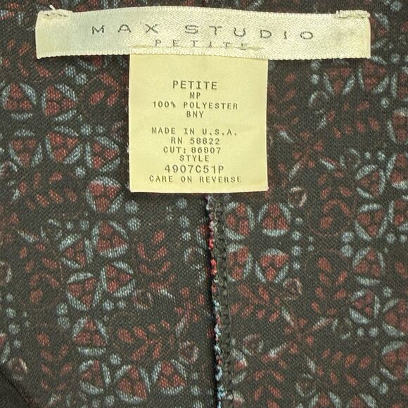 Vintage Y2K USA Max Studio Long Sleeve Faux Wrap Dress Size MP Red Blue Floral - Picture 7 of 11